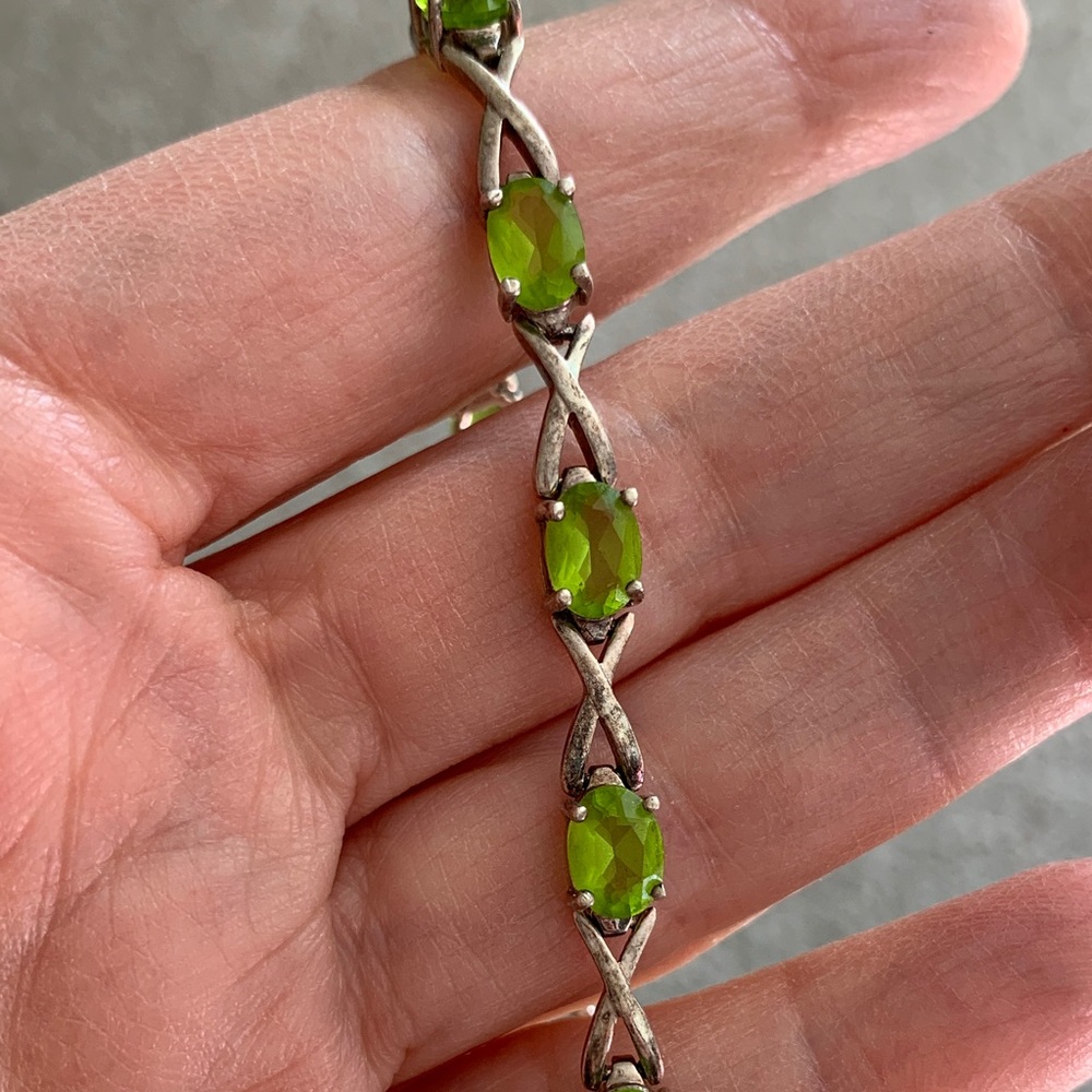 Sterling Silver Peridot Tennis Bracelet - August Birthstone